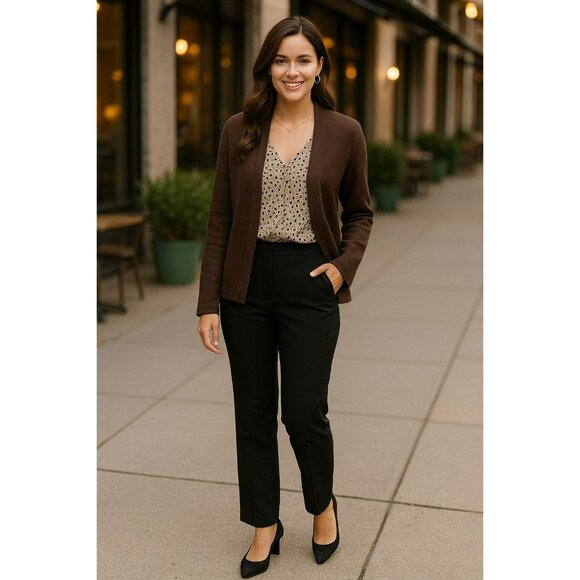 Eileen Fisher Open Front Linen Cardigan Sweater Womens XL Chocolate Brown - Picture 9 of 9